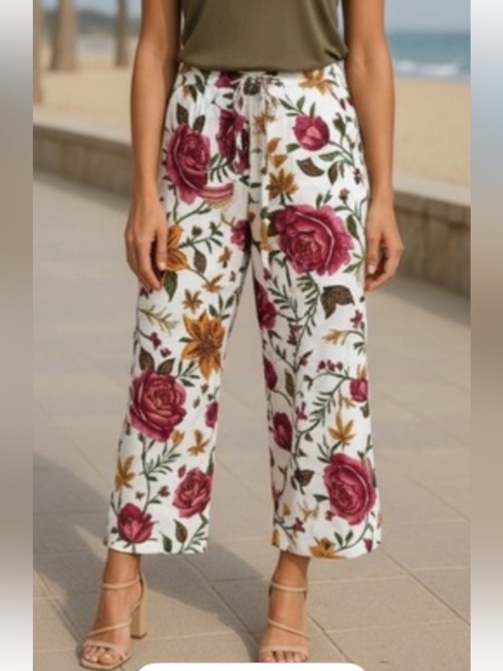 JOIE linen wide leg floral pants